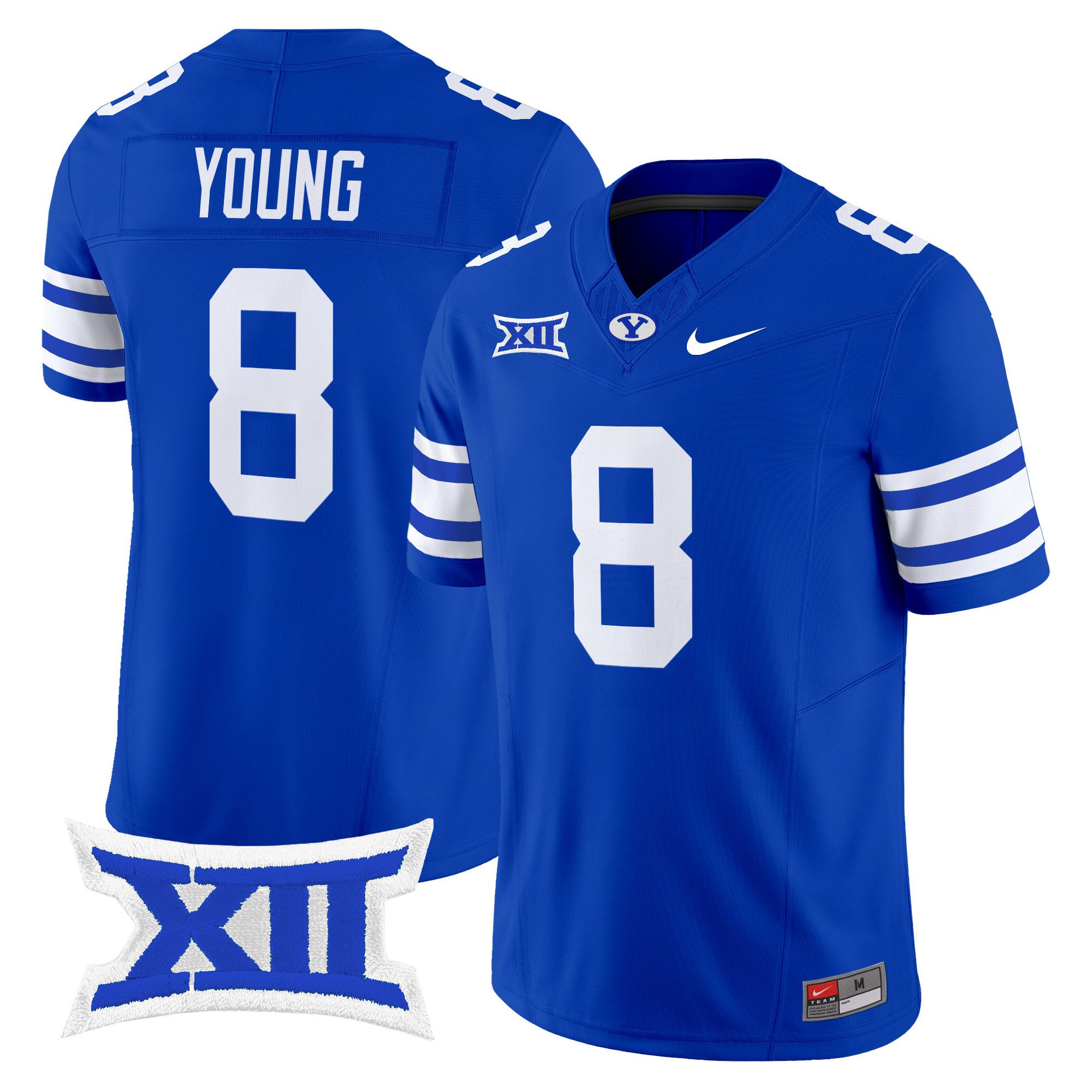 Men BYU Cougars #8 Young Blue Nike 2024 Vapor Limited NCAA Jersey style 1